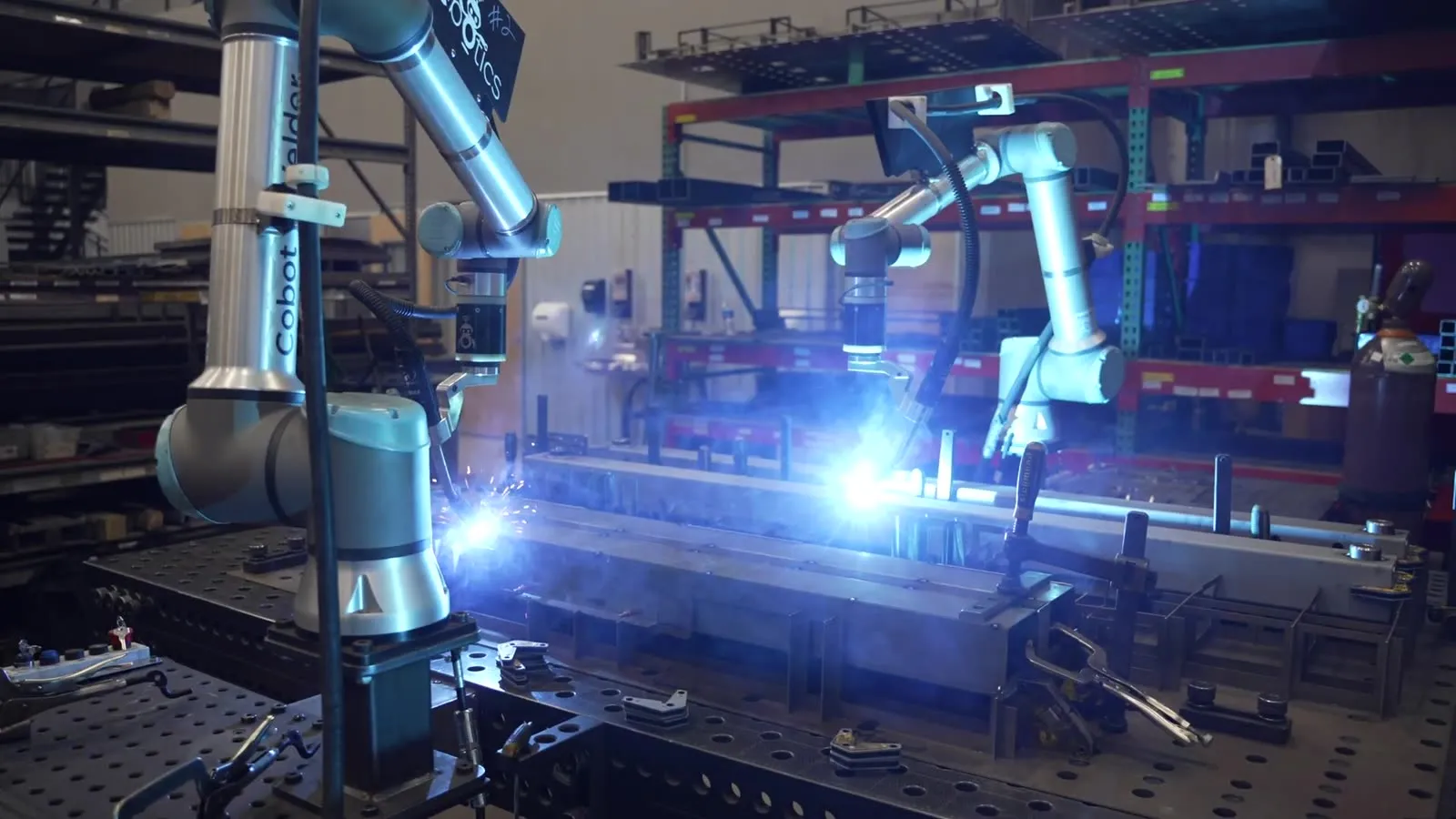 Two cobots, one structural beam — Athena Mfg