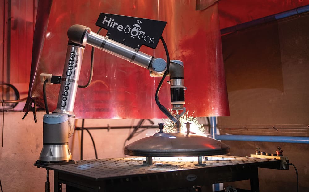 At Tank Technology, the Cobot Cutter from Hirebotics reduced rework due to cutting errors from 25% to nearly zero.